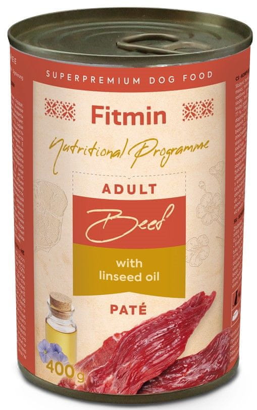 Fitmin Nutrition Program dog tin beef with lindseed oil 12×400 g